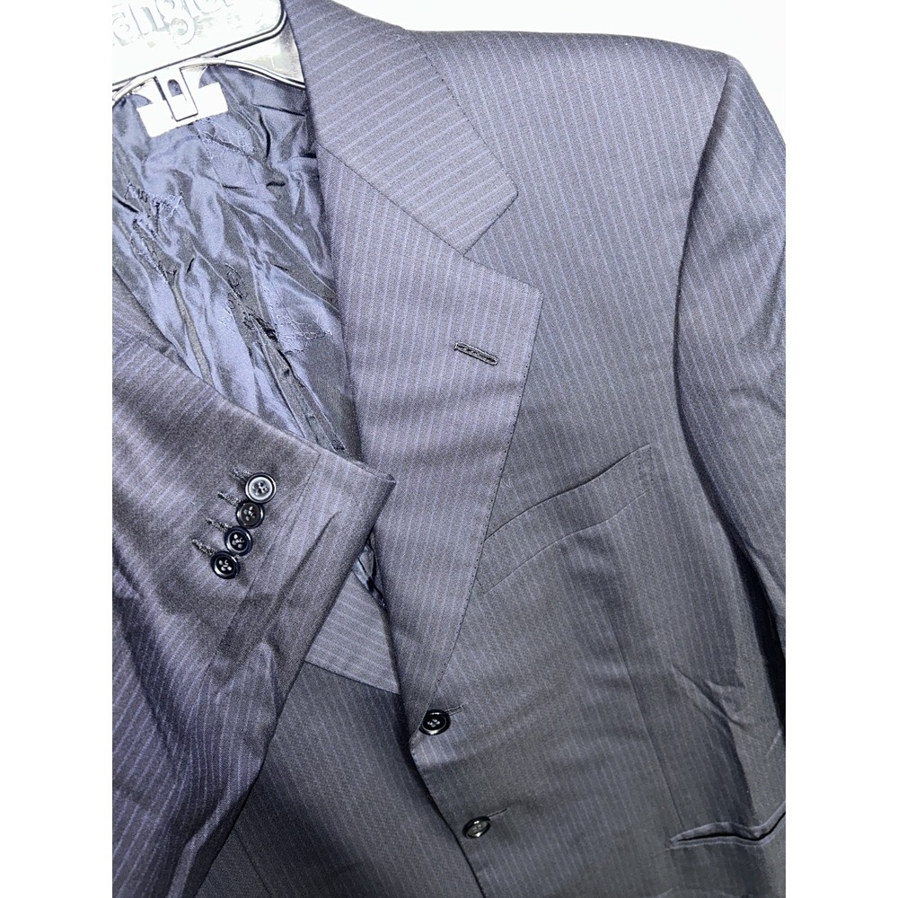 Brioni Striped Navy Blue Nomentano Pure Wool Men Sportcoat Size 42L Super 150's
